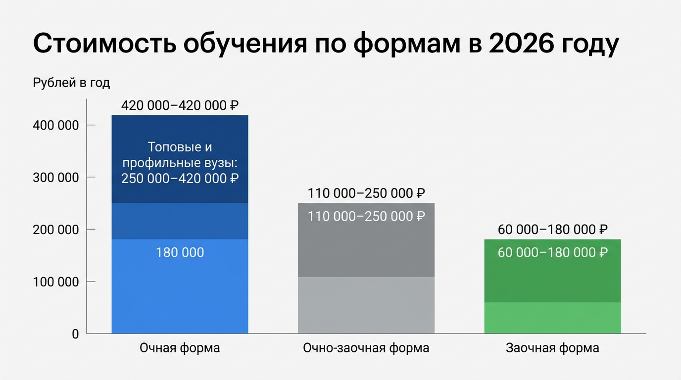 Стоимость обучения по формам в 2026 году